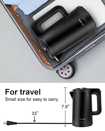 0.8L Electric Kettle Stainless Steel, 800 Watts Small Electric Kettle 27 Ounce Fast Boil Auto Shut-off, Portable Water Boiler for Small Kitchen, Business Trip and More 5