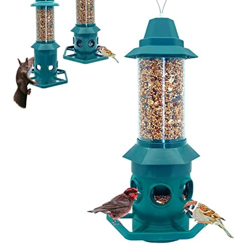 WeeFeetc Bird Feeder Squirrel Proof Bird Feeder,Bird Feeders for Outdoors Hanging Gravity Protection Squirrel Proof Wild Bird Feeders for Outside,Green