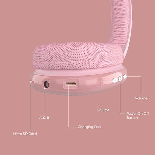 Gabba Goods Wireless Over Ear Bluetooth Headphones with Microphone - Wireless Headset -Noise Reduction - Bluetooth, Wired,Built in Micro SD for Travel, Home, Work TV,PC,Gaming,Cellphone (Pink) 7
