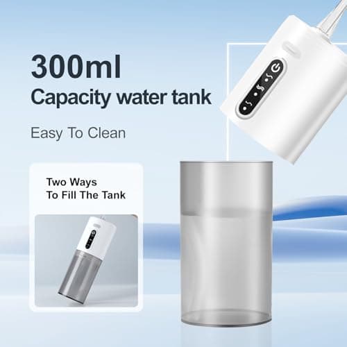 Electric Water Flosser Cordless for Teeth 3 Modes 2 Replaceable Jet Tips 300ML IPX7 Waterproof Oral Irrigator for Home&Travel 5