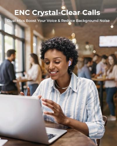 Wireless Earbuds, Ear Buds Active Noise Cancelling with Charging Case, 6.0 Bluetooth Earbuds with AI Clear Calls, 40H Playtime for Sports & Working, Stereo Sound Headphones for iPhone/Android/iPad 7