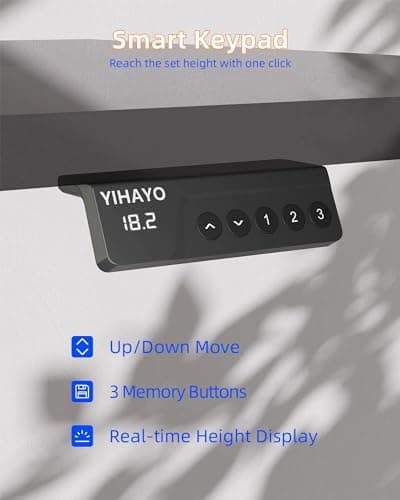 YIHAYO Low Height Adjustable Desk, Lifts 18.1-28.3 Inches, Electric Standing Desk for Short People, 48 x 24 Inches Computer Table with Splice Board for Home Office, Rustic Brown 7