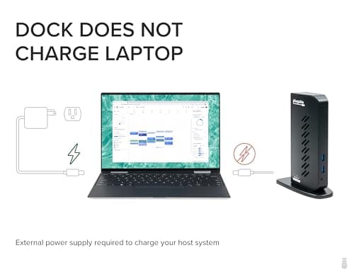 Plugable USB 3.0 and USB-C Universal Laptop Docking Station with 2 HDMI Ports for Windows, Mac (Driver Required), and ChromeOS, Gigabit Ethernet, Audio 5