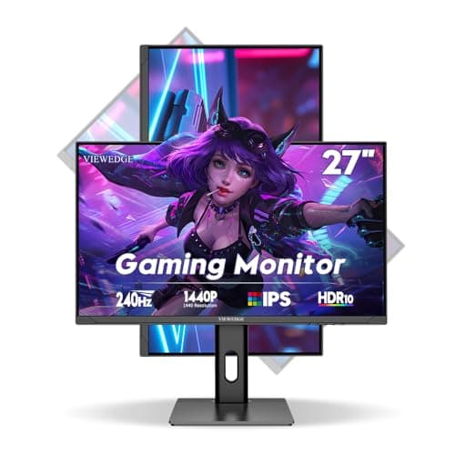 Viewedge 27 inch Gaming Monitor QHD (2560x1440p) 240Hz Computer Monitor, 1ms HDR10 IPS DisplayPort HDMI 2K Vertical Monitor, Wall Mountable Built-in Speakers
