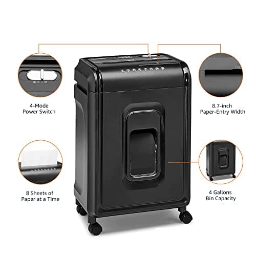 Amazon Basics 8 Sheet High Security Micro Cut Shredder with Pullout Basket, Black 5