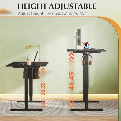 DEVAISE 55x28 Inch Whole Piece Standing Desk, Seamless Desktop Electric Standing Desk, Office Computer Desk with Adjustable Height, 3-Preset Memory Sit Stand up Desk for Home, Office (Black) 5