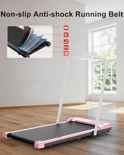 HomeFitnessCode Foldable Walking Pad with Handle Bar, 5MPH Folding Treadmill Portable Under Desk for Home Office 4 in 1, Ultra Quiet <45dB, Safety Lock, Remote Control, 300 LB Capacity 8