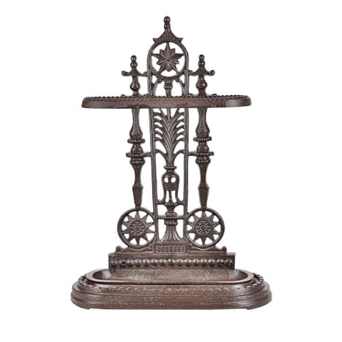 Sungmor Royal Style Cast Iron Umbrella Stand w/Detachable Drip Tray, Heavy Duty Rustic Umbrella Holder for Entryway,Front Door,Hallway,Outside Porch, Decorative Freestanding Umbrella Rack Organizer