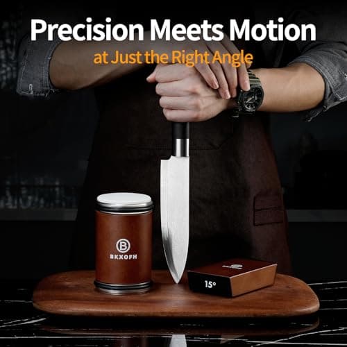 Rolling Knife Sharpener, Knife Sharpener Roller with Diamond and Ceramic, Professional Knives Sharpening Tool Kit with 15°&20° Magnetic Angles, Kitchen Knives Sharpening Roller for Chef Blades, Walnut 7