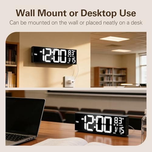JALL 16.15 inch Large Digital Wall Clock, RGB Lights with Remote Control, Dual Alarms with Big LED Display, Auto DST, C° / F° Temperature for Classroom, Birthday Gift, Senior 9