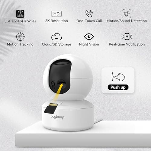 BoyKeep Indoor Camera - 2K Pet Camera, 5G/2.4GHz WiFi Cam for Baby Monitor with Phone App, 360° Pan & Tilt, 2-Way Audio, Color Night Vision, New for 2025 with 12s Free Cloud Storage 6