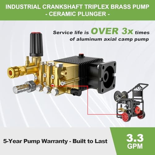 KARHDIR 3600PSI Gas Pressure Washer with Hose Reel, 3.3 GPM, One-Button Electric Start 212cc 7HP Commercial Pressure Washer with 50FT 3/8" Hose, Spray Gun & Wand, 5 Quick Connect Nozzles 6