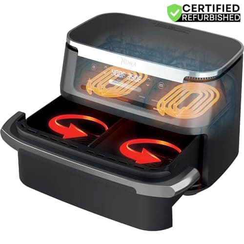 Ninja AD600CO Foodi 7-in-1 DualZone FlexBasket Air Fryer with 11-qt MegaZone (Renewed) Bundle with 2 Year Enhanced Protection Pack 7