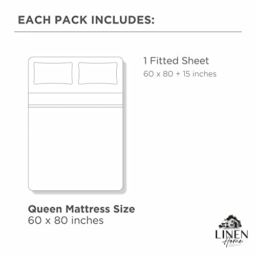 100% Cotton Percale Queen Fitted Sheet, Pastel Turk, 1 Deep Pocket Fitted Sheet, Crisp and Cool Strong Bed Linen, 60"X80"+15" 6