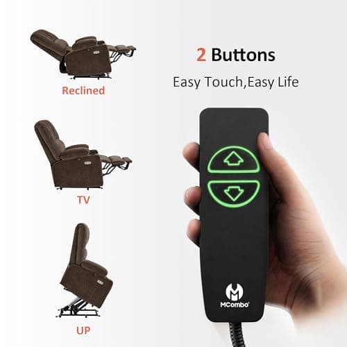 MCombo Power Lift Recliner Chair for Elderly, Lift Chair with Heat and Massage, USB &Type C Ports, Cup Holders, Fabric 7095 (Medium, Mocha) 6