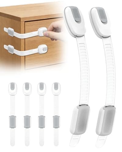 BBsecure 8 Packs Cabinet Locks Baby Proofing, Child Proof Cabinet Locks with 3M Adhesive, No-Drill Child Safety Cabinet Lock, Flexible for Drawer, Door, Fridge, Trashcan, Toilet Seat, Pantry
