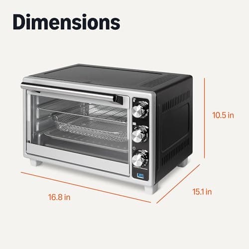 Amazon Basics 6-Slice 23-QT Toaster Oven with Built-In Air Fryer, 7-In-1 Cooking Options, 60-Min Timer & Adjustable Temperature (200°F - 450°F), With Accessories, 1500W, Stainless Steel, Silver/Gray 5