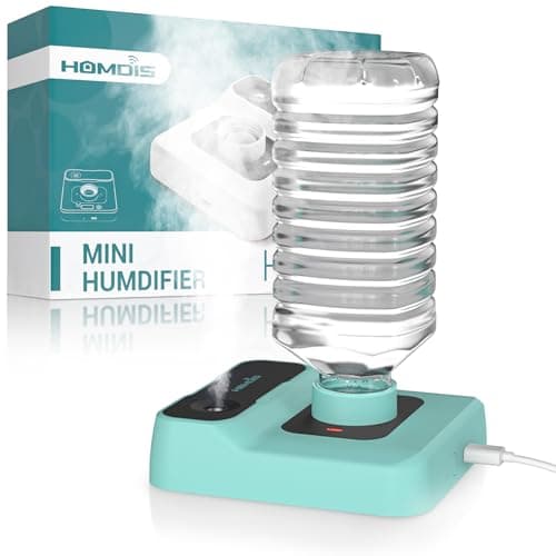 HOMDIS Portable Humidifiers for Travel, Small Mini Humidifier with Auto Shut-Off, Nightlight and Storage Bag for Hotel, Bedroom or Office, Plant Humidifier Indoor, Green