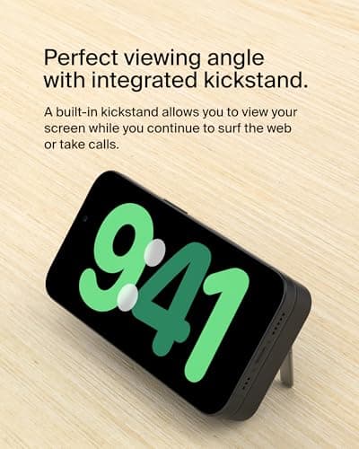 Belkin Portable Charger, Wireless Power Bank 15W 8000 mAh w/ Qi2 - MagSafe Charger w/Built-in Pop-up Kickstand - iPhone 17, Air, Pro, Pro Max, AirPods, Apple Watch, Google Pixel 10, etc. - Black 10