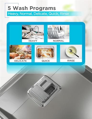 BLACK+DECKER 24" Built-In Dishwasher, 12-Place Setting Capacity with Stainless Steel Tub, Dish Washer with 5 Wash Programs and Smart Wash Cycle, ENERGY STAR Certified, BDW100MW, White 6