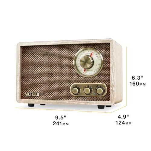 Victrola Willow – Retro Wood Bluetooth Radio with Built-in Speakers: Elegant & Vintage Design, Rotary AM/FM Tuning Dial, Bass & Treble Control, Wireless Streaming (Walnut) 7