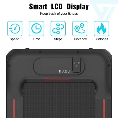 CITYSPORTS Under Desk Treadmill, Walking Pad, Space Saving, LCD Display (Black and Red) 5