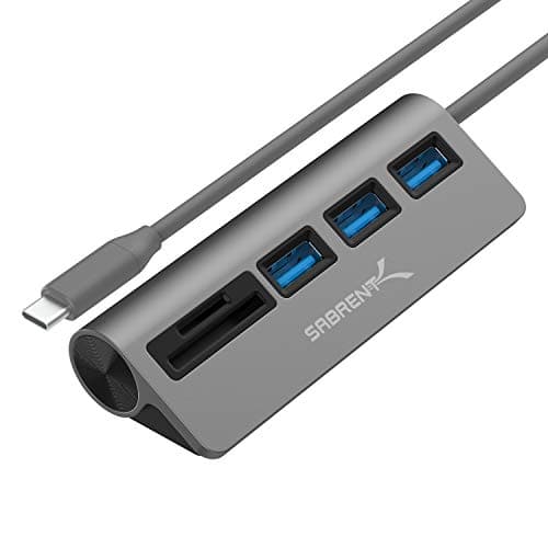 SABRENT USB-C 3.0 Hub, 5-in-1 USB SD Card Reader, SD & TF Dual Slot + 3 USB 3.0 Hub Portable Compatible with MacBook, Mac Pro/Mini, iMac, XPS, Surface Pro, Windows, Thunderbolt (HB-U3CR)