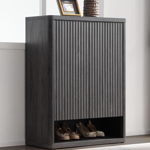 SICOTAS Shoe Cabinet 44" Tall Large Storage Organizer Modern Shoe Rack with Doors & 4 Shelves Mid Century Free Standing 6-Tier Cabinet for Entryway Hallway Living Room Closet