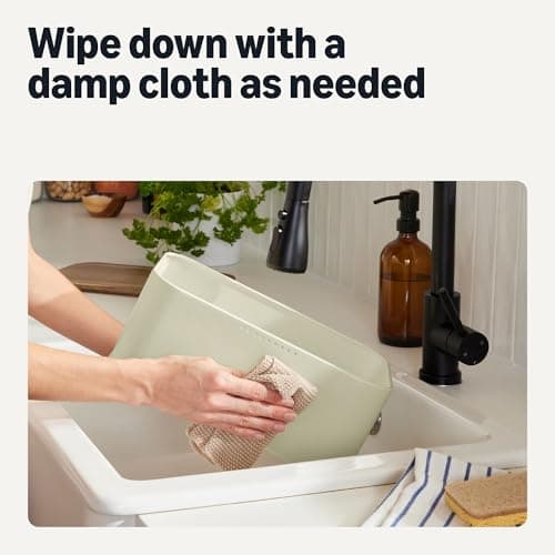 Amazon Basics Carbon Steel Bread Box with Acacia Wood Lid, Lid Doubles as Cutting Board, 11.9 x 7.1 x 5.2 in 5