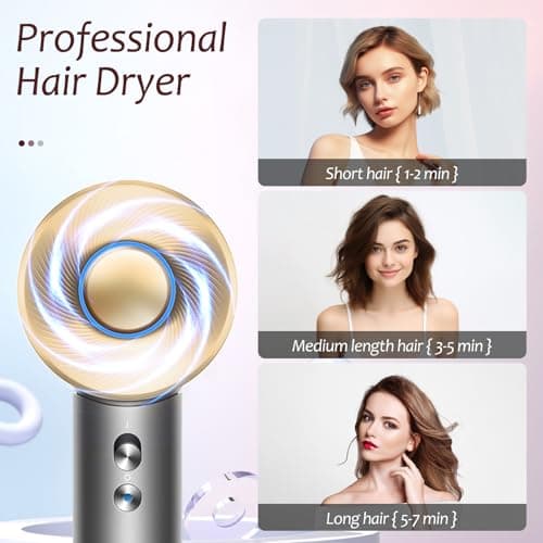 Brushless Powerful Hair Dryer, 1600W 110,000 RPM Fast Drying High Speed Blow Dryer with Negative Ion Technology, Portable Lightweight with Diffuser and Nozzle for Home Salon Travel, Grey 7
