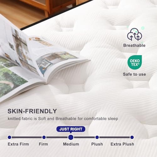 Anyhot,Queen Mattress,10 Inch Medium Firm Hybrid Bed Mattresses,Queen Mattress Size with High Density Foam and Independent Pocket Springs,Release Pressure,Cool and Breathable 6