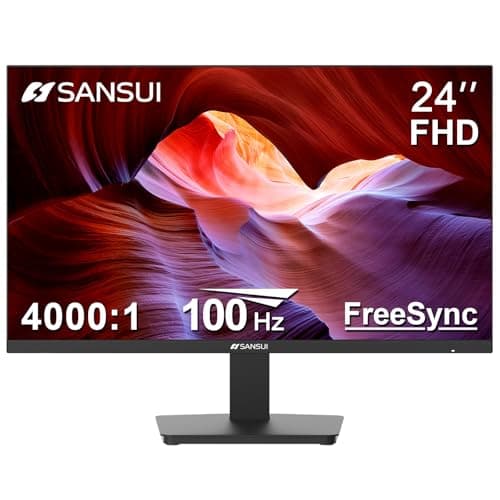 SANSUI Monitor 24 Inch 100Hz PC Monitor, HDMI VGA Ports VESA Mount, FHD Computer Monitor Ultra-Slim Ergonomic Tilt Eye Care for Home Office (ES-24F2, HDMI Cable Included)
