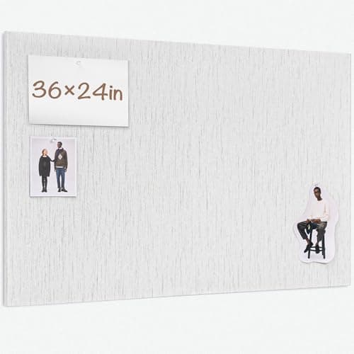 Lightomorrow Bulletin Board 36 x 24 inches, 3' x 2' Linen Board for Wall, Decorative Fabric Pin Board with Safe Removable Adhesive Tapes for Home and Office, Includes 20 Push Pins-Gray Stripes