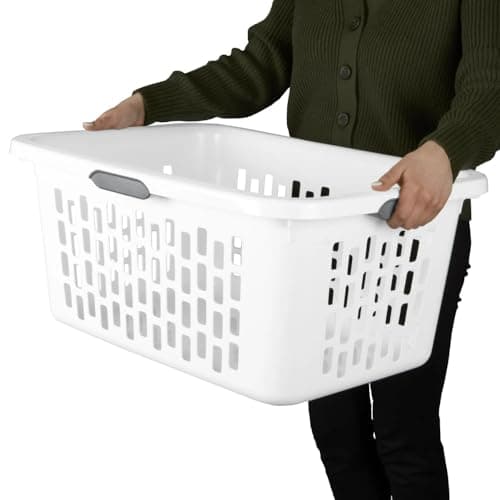 SIT MART 2 Bushel Large Plastic Laundry Basket with 4 Comfort Grip Handles, White - Durable, Lightweight, Spacious Laundry Storage for Home, Dorm, and Apartments 7