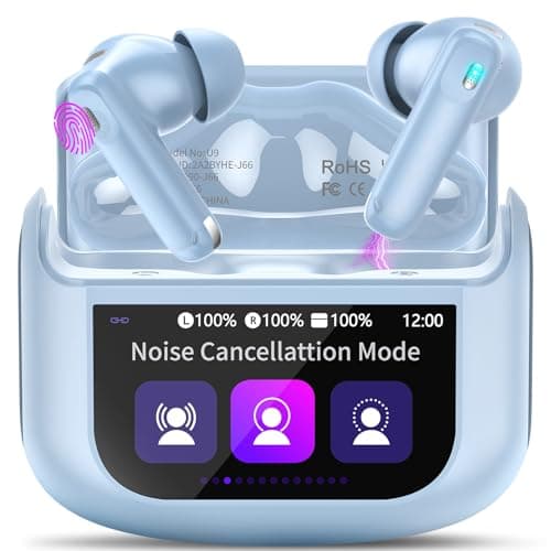 Wireless Earbuds, Bluetooth 5.4 Headphones with Multifunctional Touch Screen, 48H Bass Stereo Ear Buds with ANC/ENC Noise Cancelling/Transparency Mode, IPX7 Earphones with 5 EQ Modes, Blue