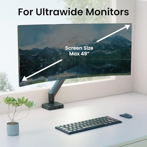 Samsung Odyssey G9 Premium Ultrawide Monitor Arm - 49" Curved Ultrawide Mount, Heavy Duty, Adjustable Height, Max VESA 100x100, Black 5