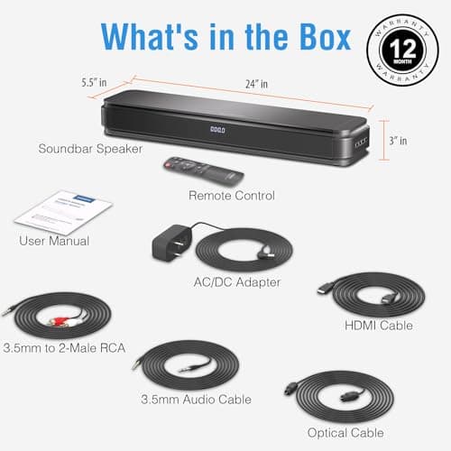 MAGNEMA 2.1ch 80W Sound Bar for TV with Dolby Audio and Built-in Subwoofer, Bluetooth TV Speaker Soundbar with HDMI-ARC and Optical Connectivity, Enhanced Clarity and Balanced Bass, Black 7