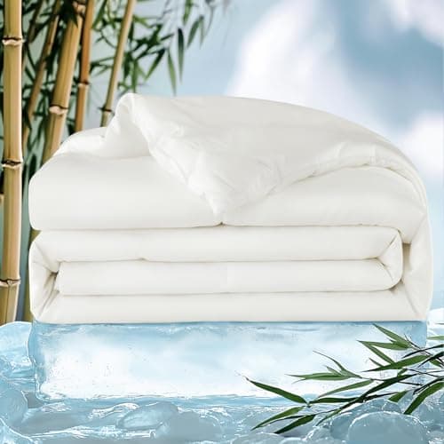 Shilucheng Cooling Comforter Queen Size, 100% Viscose Derived from Bamboo_ Shell, Luxurious Lightweight Blanket for Hot Sleepers, Breathable Soy Fiber and Bamboo_ Fill Duvet Insert (White)