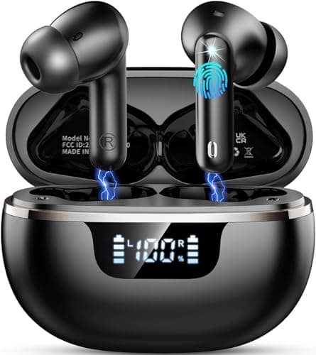 Wireless Earbuds Bluetooth Headphones Noise Cancelling, Bluetooth 5.4 Ear bud with Dynamic Drivers Stereo, 40H Playtime Sports Earphones Wireless Waterproof with LED Power Display for Laptop Pad Phone