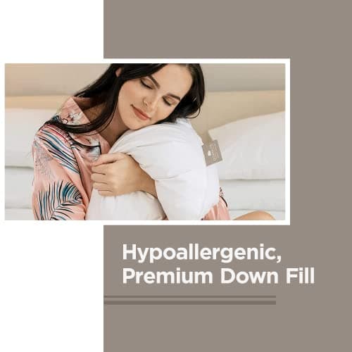 DOWNLITE Flat & Soft Down Pillow – Hypoallergenic Premium Down (Not Feathers) – Standard Size, 20 x 26 5