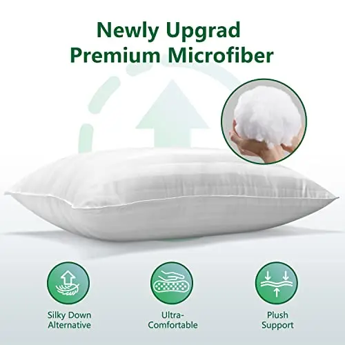 COZSINOOR Queen Size Cooling Bed Pillows for Sleeping: Hotel Quality, Set of 2 - Down Alternative Microfiber Filled for Back, Stomach, Side Sleepers, Breathable, and Skin-Friendly 5