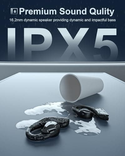 Jzones Open Ear Headphones Wireless Bluetooth 5.3, Open Ear Earbuds with Dual 16.2mm Dynamic Drivers 60 Hours Playtime Waterproof Sport Earbuds Compatible with iPhone Android TV 7