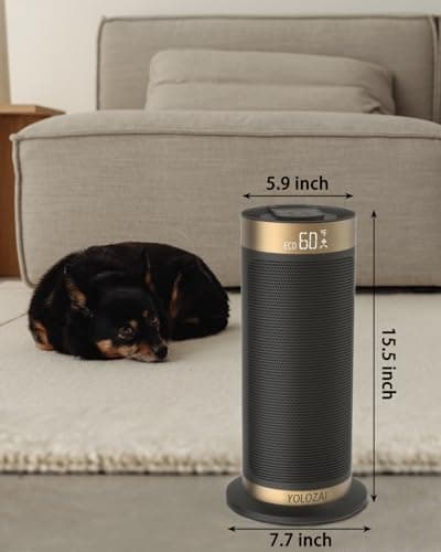 YOLOZAI Space Heater, 1500W PTC Electric Heaters with Fan for Indoor Use with Remote, 90° Oscillation 1-12H Timer, Holding Temperature Portable Heaters for Large Room Office Bedroom with Thermostat 7