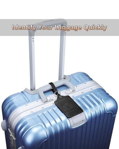 3 Pack Luggage Tags - Quick Install, Privacy Protection, Airplane Travel Essentials for Suitcases, Durable Leather - Black 8