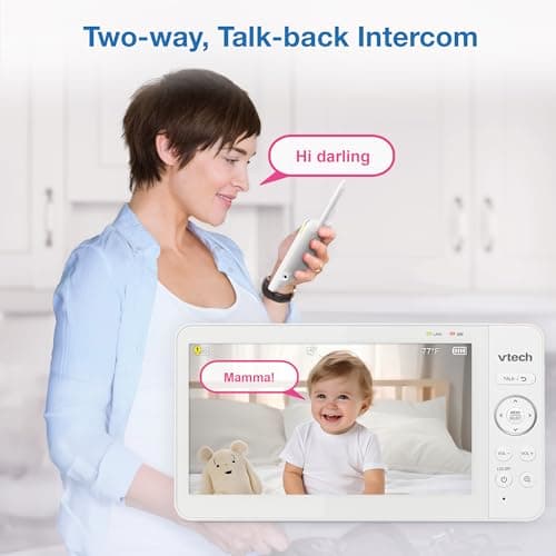 VTech 7" Baby Monitor with IPS Screen, Pan Tilt Zoom Camera, No WiFi Video Baby Monitor with Camera and Audio, Multi-Color Night Light, 2-Way Talk, Lullabies, Advanced HQ Max 10