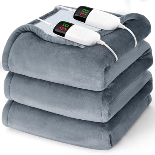 Heated Electric Blanket Queen Size - 84" x 90" Heating Blanket with Dual Control, 10 Heating Levels & 8 Hours Auto Off, Soft Warm Flannel Blanket, Christmas Birthday Gifts for Senior Grandma