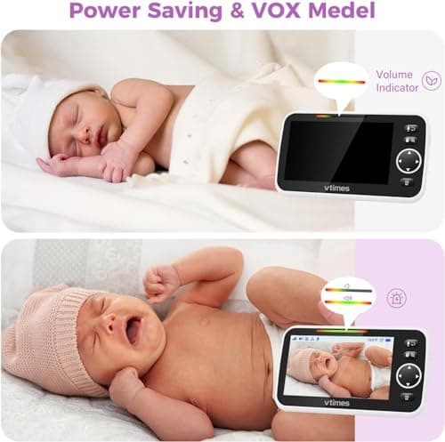 VTimes 5" LCD Screen Video Baby Monitor with Camera and Audio No WiFi, Two Way Audio, Night Vision,1000ft Range, 2X Zoom Temperature Display, Alarm, Lullaby for Baby Elderly Pet 6