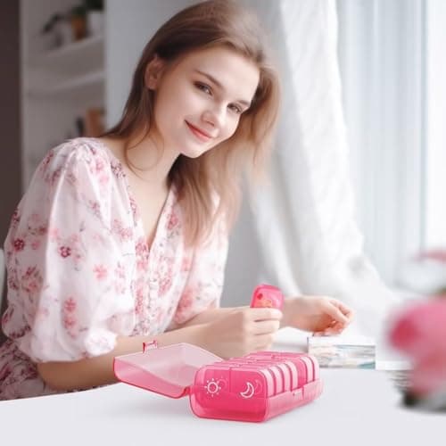 AUVON XL Weekly Pill Organizer 2 Times a Day, AM PM Pill Case with One-Side Large Opening for Easy to Use, Pill Box 7 Day Travel Medication Organizer for Medications, Vitamins, Fish Oils, Supplements 7