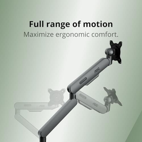 AOC AM400G Single Monitor Stand - Full Adjustable Monitor Desk Mount Swivel Vesa Bracket with C Clamp, Grommet Mounting Base for 17 to 34 Inch Computer Screens - Each Arm Holds 4.4 to 19.8lbs 6