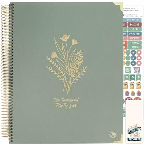 bloom daily planners HARDCOVER 2025 (8.5" x 11") Calendar Year Day Planner (January 2025 - December 2025) - Passion/Goal Organizer - Monthly & Weekly Inspirational Agenda Book - Green Linen